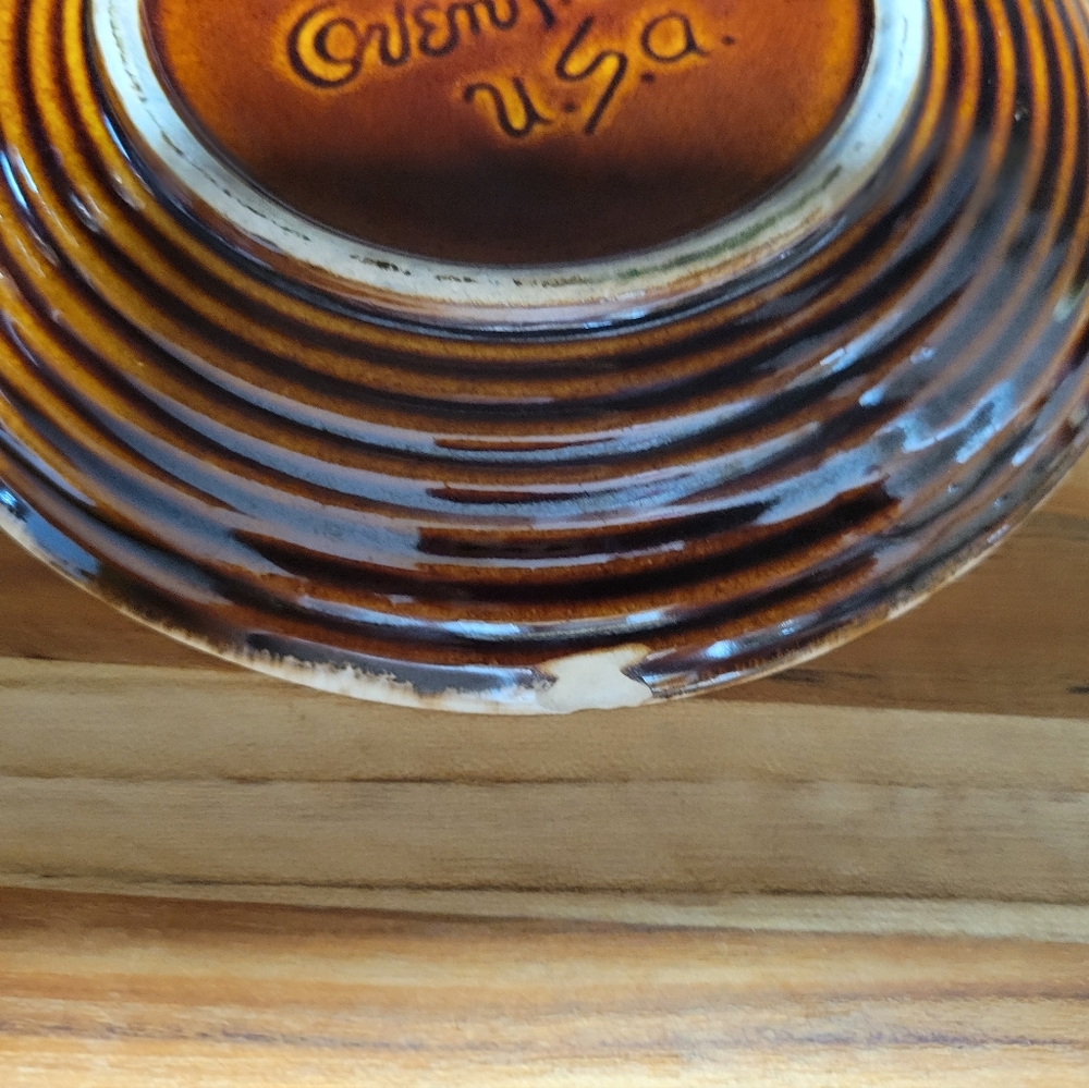 Vintage Hull Oven Proof 6.5” Brown Drip Glaze Pottery Pitcher USA & Plate‎ - Picture 2 of 13